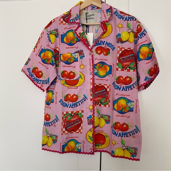 Damson Madder Chlo Shirt in Fruit Labels - Picture 6 of 7